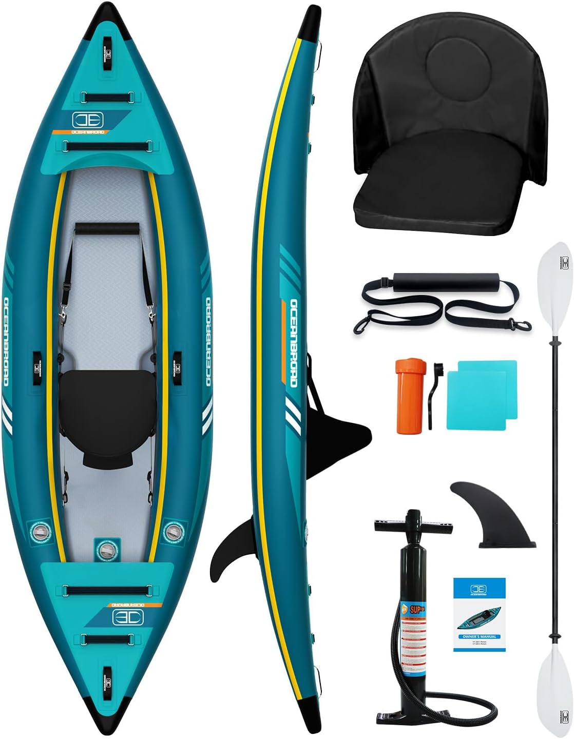 OCEANBROAD Inflatable Sit-in Kayak(NO HIN), 1 Person/2 Person Touring Kayak
