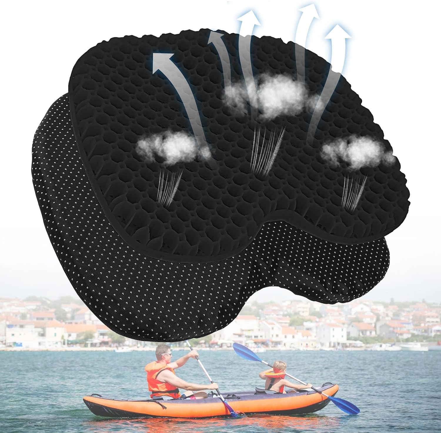 Anti Slip Kayak Gel Seat Cushion with Cover, Waterproof Seat Cushion K (B0D1KQFFHV)