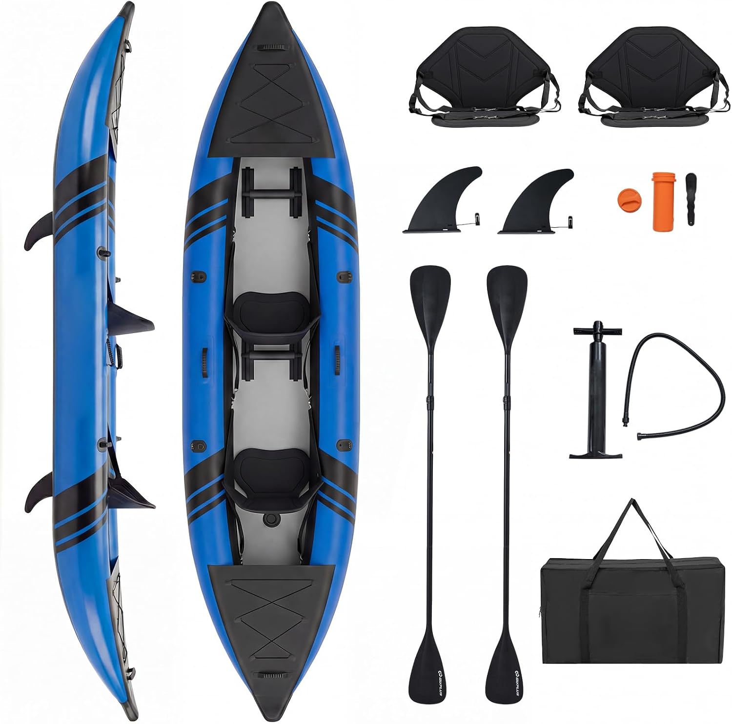 S AFSTAR Inflatable Kayak, 2 Person Canoe with Drop-Stitch Floor and Carry Bag