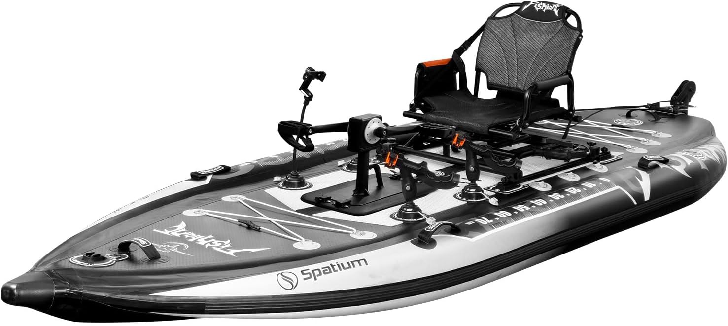 Sit on Top Pedal Drive Inflatable Pedal Boat Fishing Kayak One Person Boat Stand Up Pedal Kayak for Adults Youth Suitable for Rivers,Oceans,Lakes,Fun Water Sports
