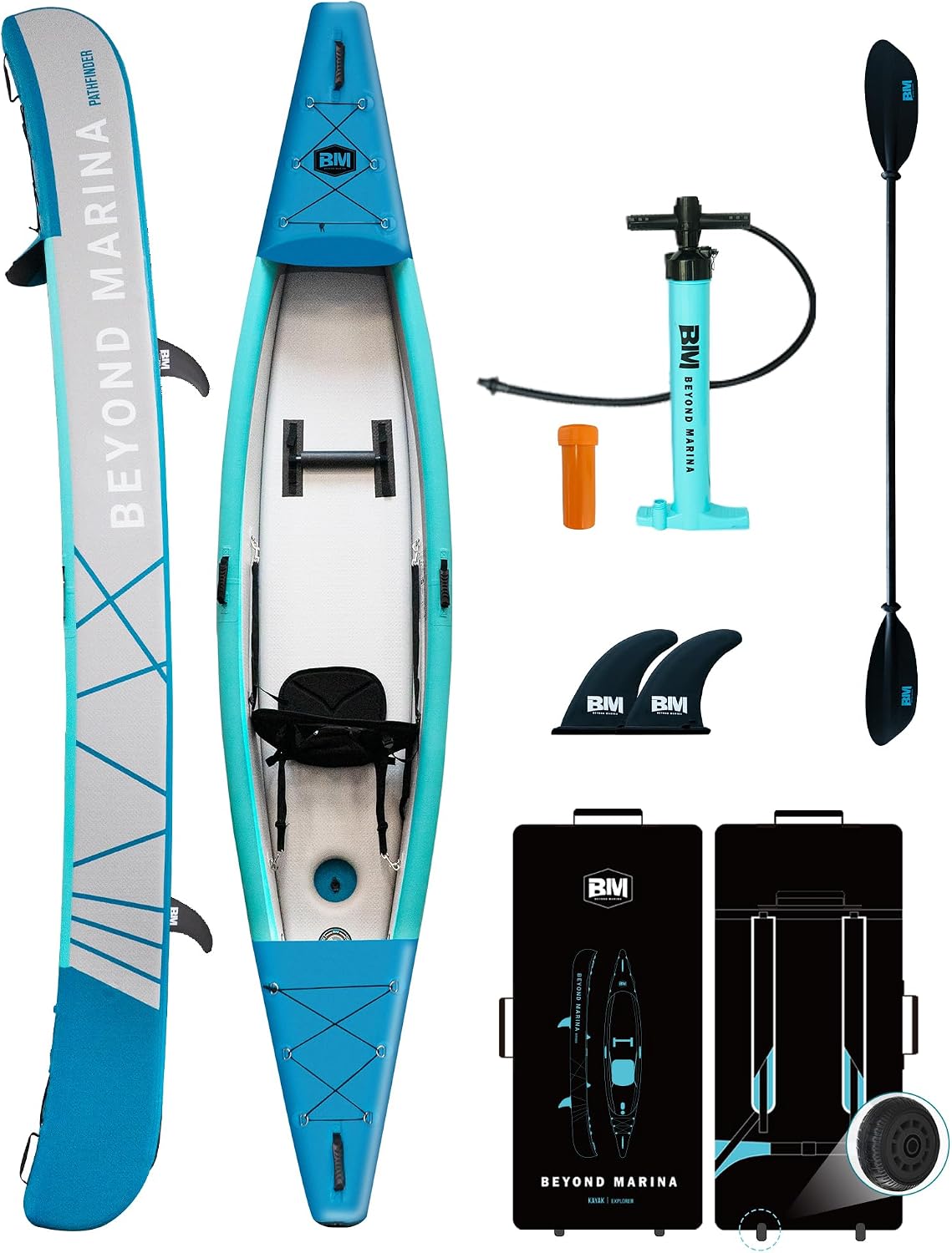 BEYOND MARINA Inflatable Kayak 1/2/3 Person Adult- Full Drop Stitch Kayak