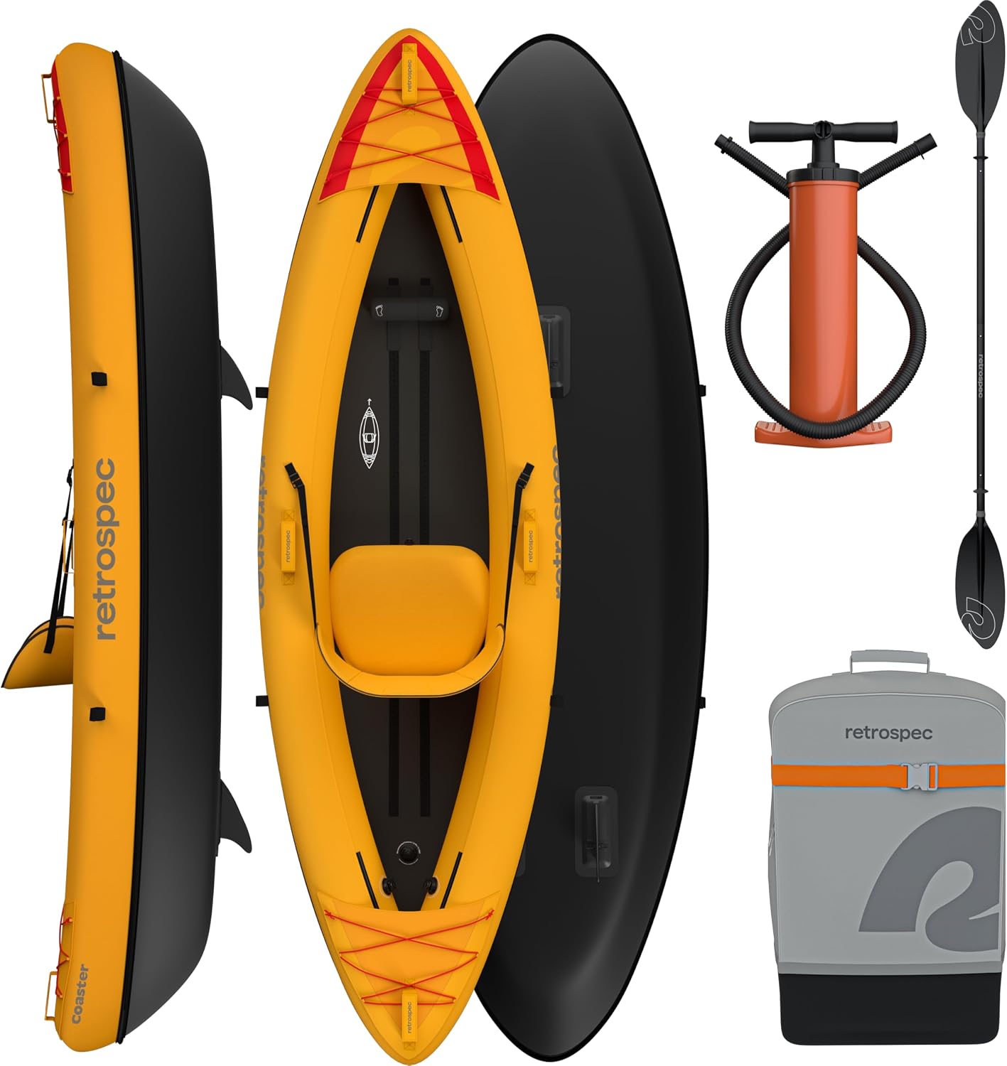 Retrospec Coaster Single and Tandem Inflatable Kayak for Adults with Paddle, Pump and Carry Bag