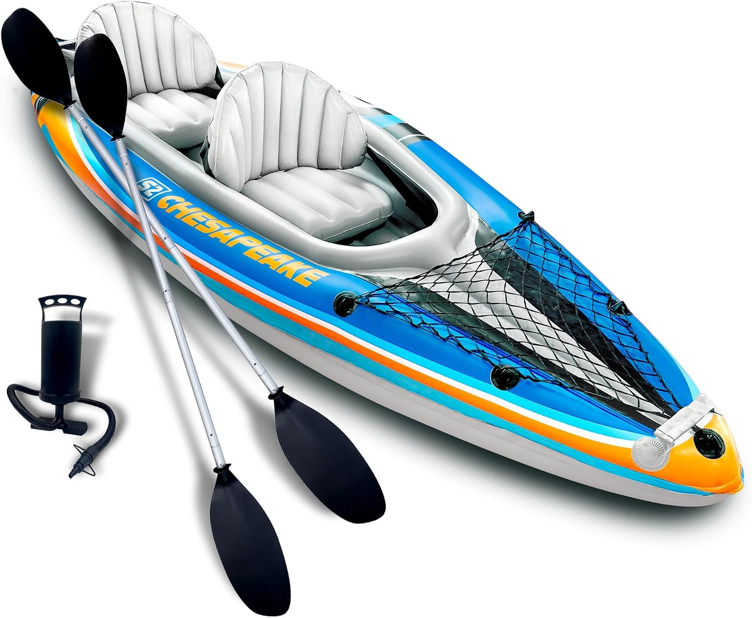 Sunlite Sports Inflatable Kayak 2 Person with Canopy, Portable Inflatable Boat with Shed & Aluminum Oars, Lightweight Tandem Kayak with Air Pump & Carry Bag for Lakes & Rivers, 400 LB